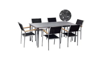 Trädgårdsmatgrupp Beliani Cosoleto/Grosseto 6-Sits Black||Silver - Havemøbler - Udendørsgruppe - Havesæt