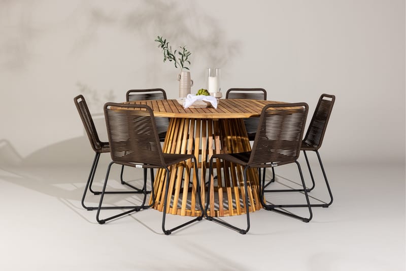 Tucumán Spisegruppe + 6 stole - Natur - Havemøbler - Udendørsgruppe - Havesæt