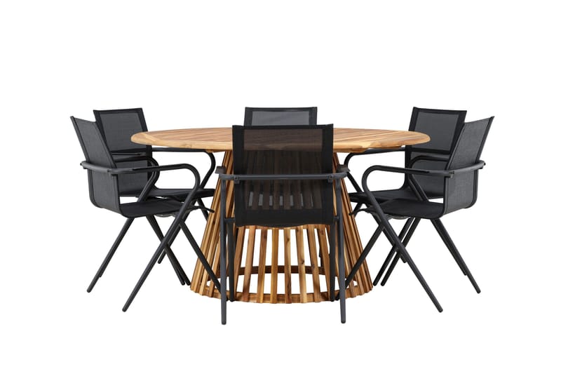 Tucumán Spisegruppe 120 cm Rund med 6 Alina Stole - Natur - Havemøbler - Udendørsgruppe - Havesæt