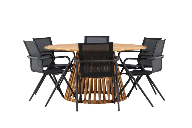 Tucumán Spisegruppe 120 cm Rund med 6 Alina Stole - Natur - Havemøbler - Udendørsgruppe - Havesæt