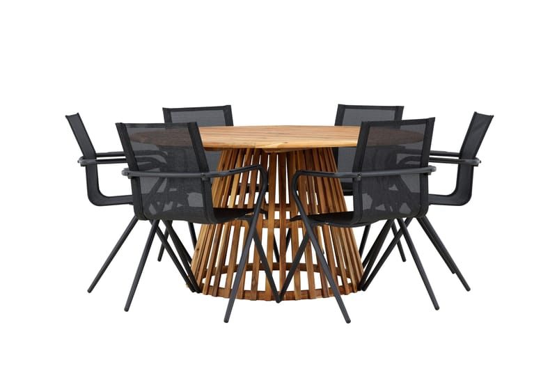 Tucumán Spisegruppe 120 cm Rund med 6 Alina Stole - Natur - Havemøbler - Udendørsgruppe - Havesæt