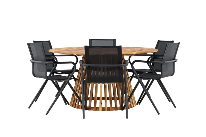 Tucumán Spisegruppe 120 cm Rund med 6 Alina Stole - Natur - Havemøbler - Udendørsgruppe - Havesæt
