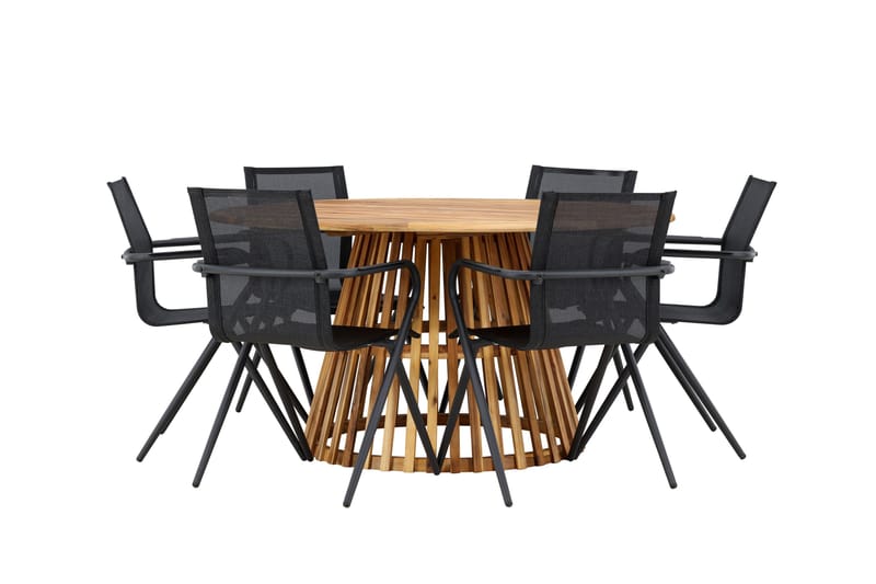 Tucumán Spisegruppe 120 cm Rund med 6 Alina Stole - Natur - Havemøbler - Udendørsgruppe - Havesæt