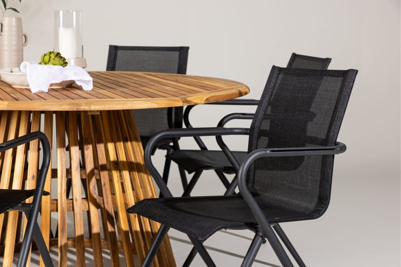 Tucumán Spisegruppe 120 cm Rund med 6 Alina Stole - Natur - Havemøbler - Udendørsgruppe - Havesæt