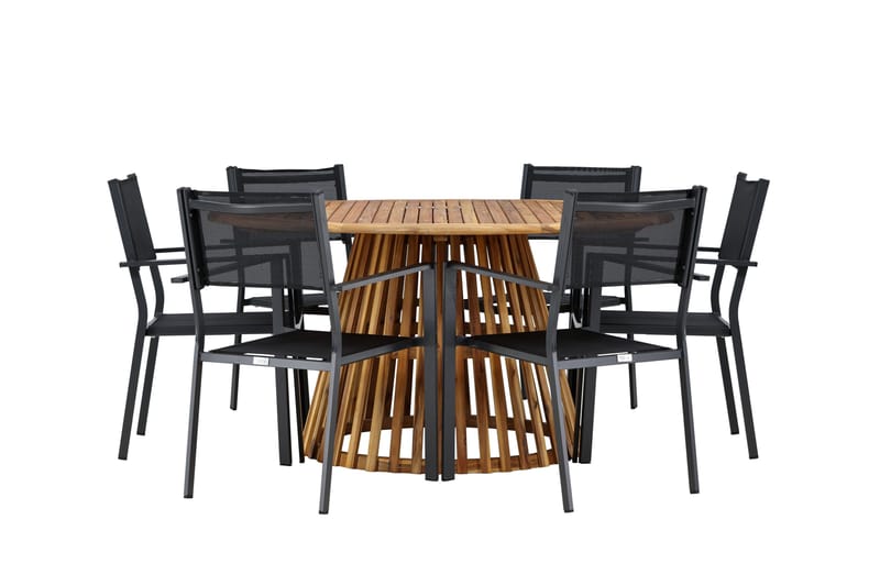 Tucumán Spisegruppe 120 cm Rund med 6 Copacabana Stole, Natur