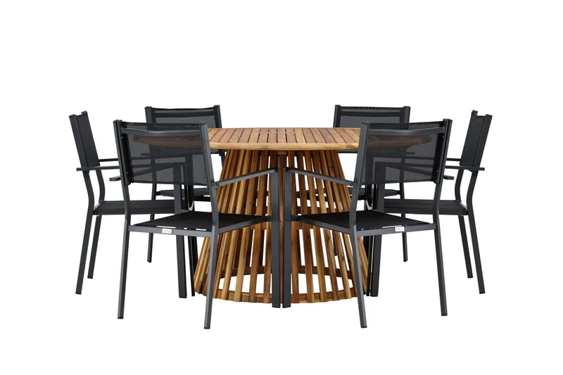 Tucumán Spisegruppe 120 cm Rund med 6 Copacabana Stole, Natur