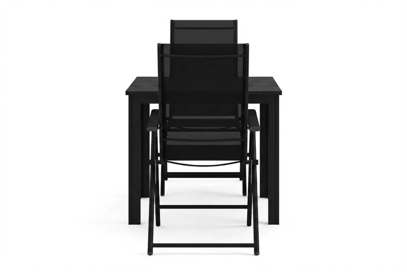 Tunis udendørs cafésæt 70x70 cm med 2 Sanna positionsstole - Sort/Sort - Havemøbler - Balkon - Balkonmøbler - Altansæt