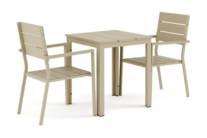 Tunis udendørs cafésæt 70x70 cm med 2 Tunis stabelstole - Beige/Beige - Havemøbler - Udendørsgruppe - Havesæt