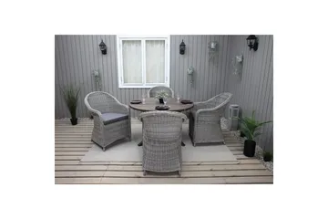Udendørs møbelgruppe Ø 112 cm bord & 4 Belize grå stole Brun - Brun - Havemøbler - Udendørsgruppe - Havesæt