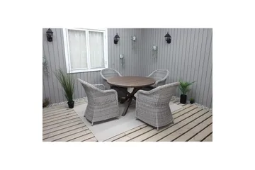 Udendørs møbelgruppe Ø 112 cm bord & 4 Belize grå stole Brun - Brun - Havemøbler - Udendørsgruppe - Havesæt
