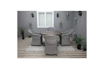 Udendørs møbelgruppe Ø 112 cm bord & 4 Belize grå stole Brun - Brun - Havemøbler - Udendørsgruppe - Havesæt