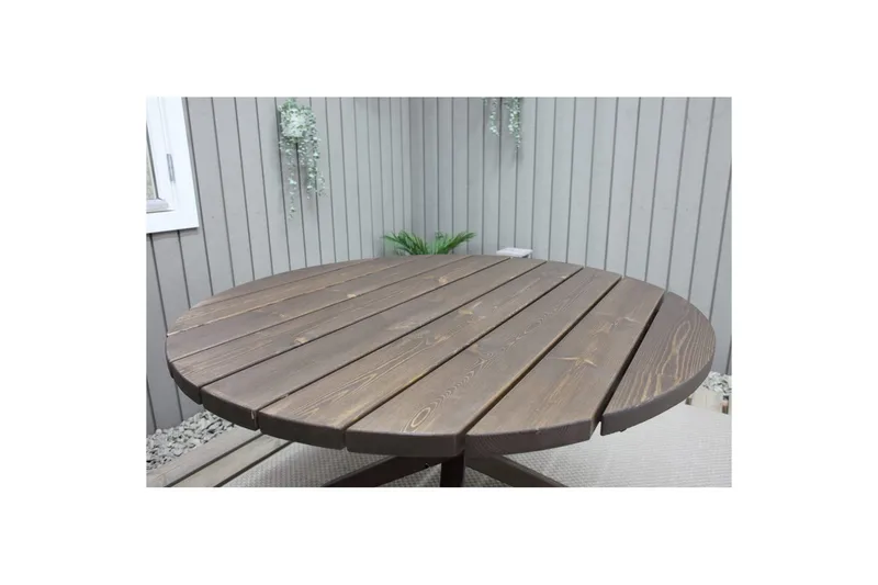 Udendørs møbelgruppe Ø 112 cm bord & 4 Belize grå stole Brun - Brun - Havemøbler - Udendørsgruppe - Havesæt