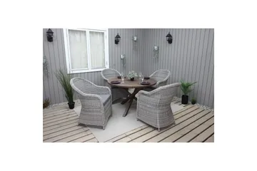 Udendørs møbelgruppe Ø 112 cm bord & 4 Belize grå stole Brun - Brun - Havemøbler - Udendørsgruppe - Havesæt