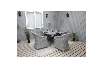 Udendørs møbelgruppe Ø 112 cm bord & 4 Belize grå stole Grå - Grå - Havemøbler - Udendørsgruppe - Havesæt