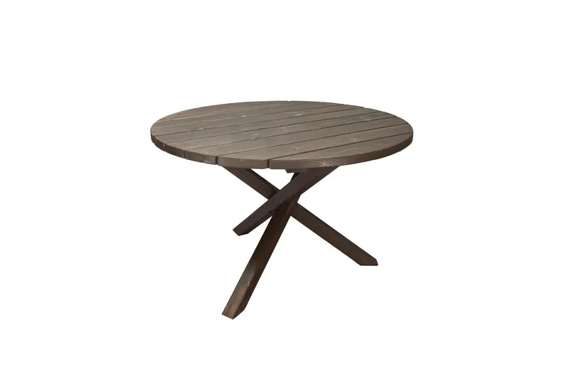 Udendørs møbelgruppe Ø 112 cm bord & 4 Belize naturlige stole Brun - Brun - Havemøbler - Udendørsgruppe - Havesæt