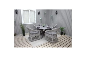 Udendørs møbelgruppe Ø 112 cm bord & 4 Merida grå stole Grå - Grå - Havemøbler - Udendørsgruppe - Havesæt