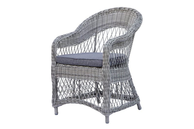 Udendørs møbelgruppe Ø 112 cm bord & 4 Merida grå stole Sort - Sort - Havemøbler - Udendørsgruppe - Havesæt