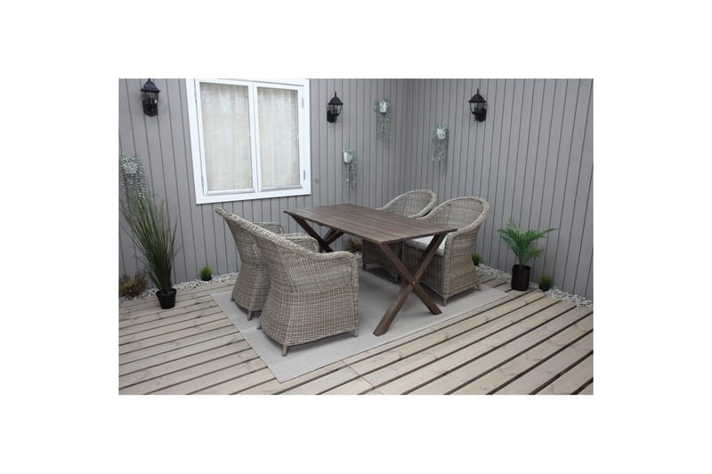 Udendørs møbelgruppe 150 cm Bord & 4 Belize naturel stole Brun - Brun - Havemøbler - Udendørsgruppe - Havesæt