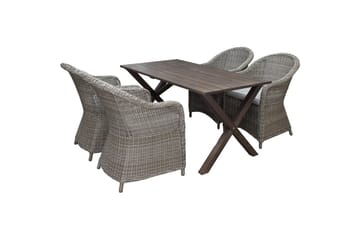 Udendørs møbelgruppe 150 cm Bord & 4 Belize naturel stole Brun