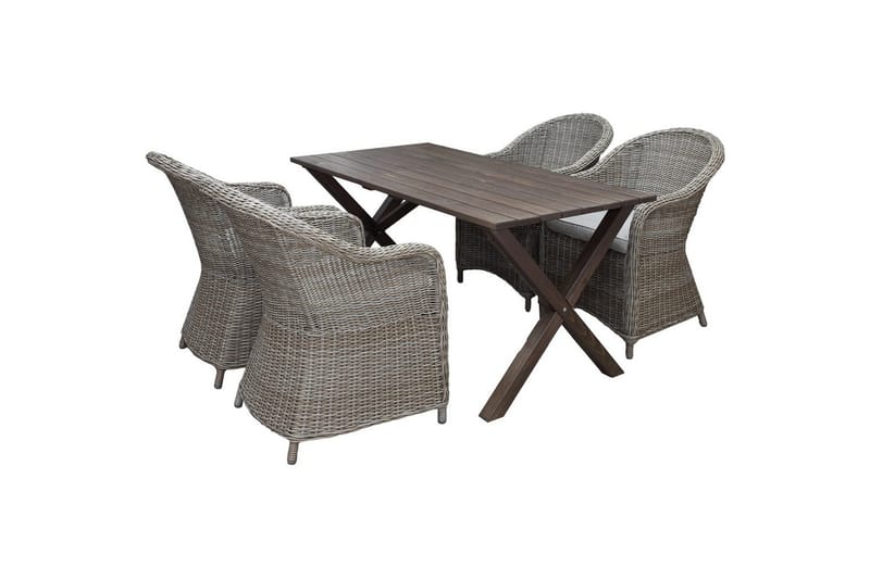 Udendørs møbelgruppe 150 cm Bord & 4 Belize naturel stole Brun, Brun