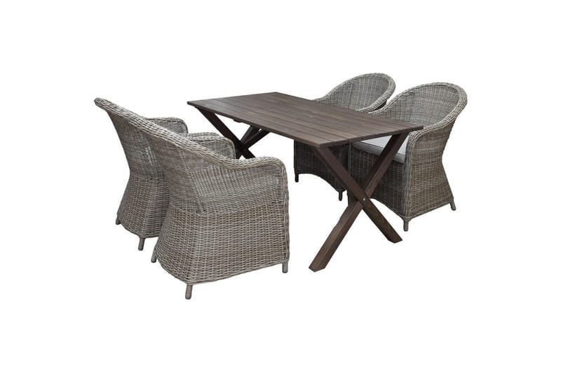 Udendørs møbelgruppe 150 cm Bord & 4 Belize naturel stole Brun - Brun - Havemøbler - Udendørsgruppe - Havesæt