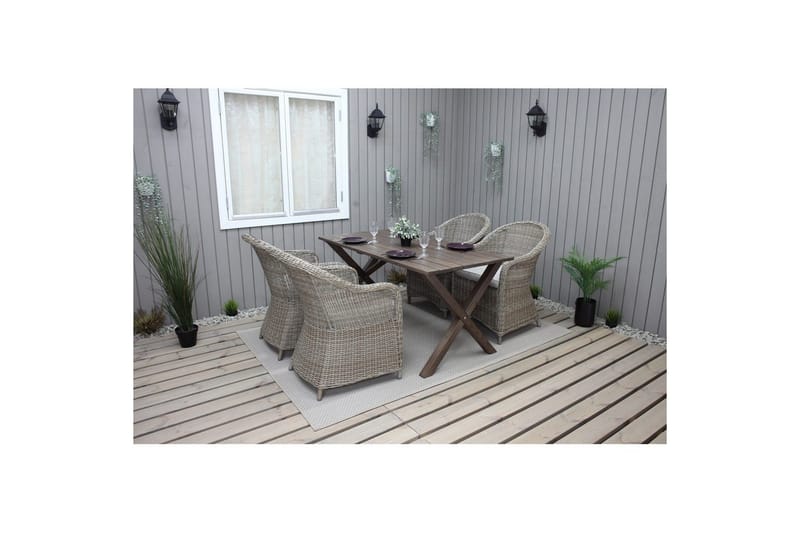 Udendørs møbelgruppe 150 cm Bord & 4 Belize naturel stole Brun - Brun - Havemøbler - Udendørsgruppe - Havesæt