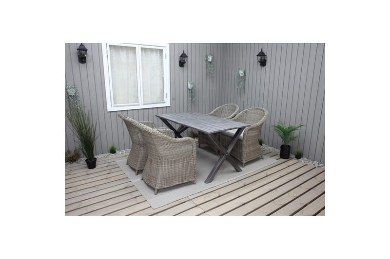 Udendørs møbelgruppe 150 cm Bord & 4 Belize naturel stole Grå - Grå - Havemøbler - Udendørsgruppe - Havesæt