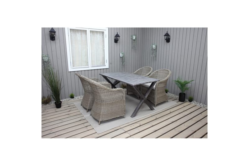 Udendørs møbelgruppe 150 cm Bord & 4 Belize naturel stole Grå - Grå - Havemøbler - Udendørsgruppe - Havesæt