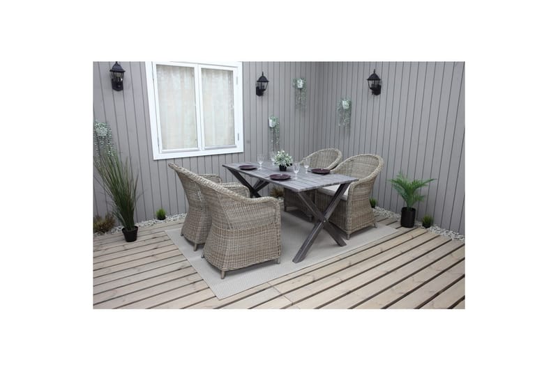 Udendørs møbelgruppe 150 cm Bord & 4 Belize naturel stole Grå - Grå - Havemøbler - Udendørsgruppe - Havesæt