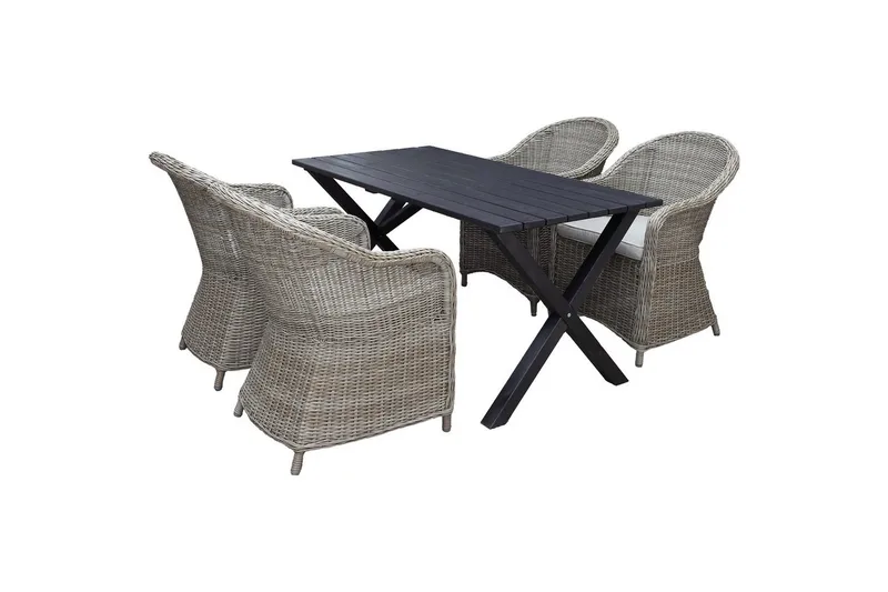 Udendørs møbelgruppe 150 cm Bord & 4 Belize naturel stole Sort, Sort