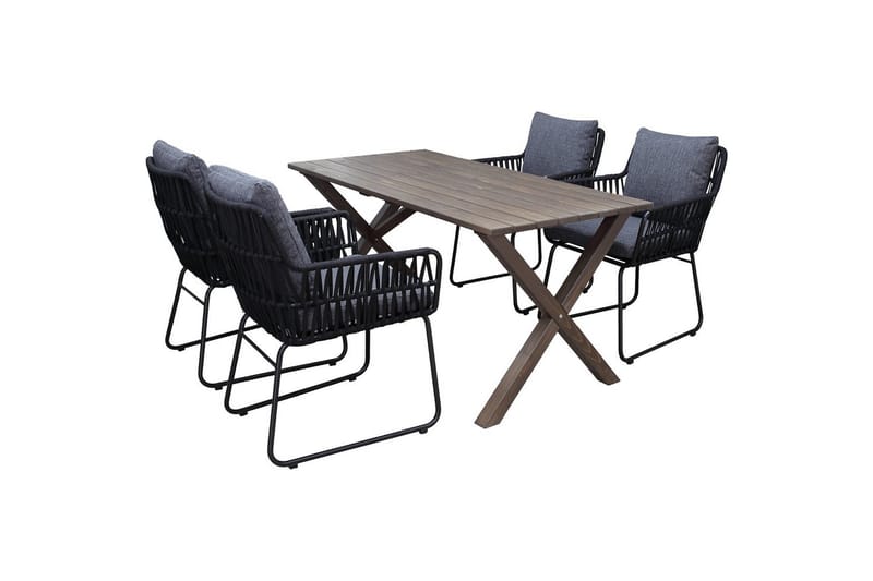 Udendørs møbelgruppe 150 cm Bord & 4 Levanto grå stole Brun - Brun - Havemøbler - Udendørsgruppe - Havesæt