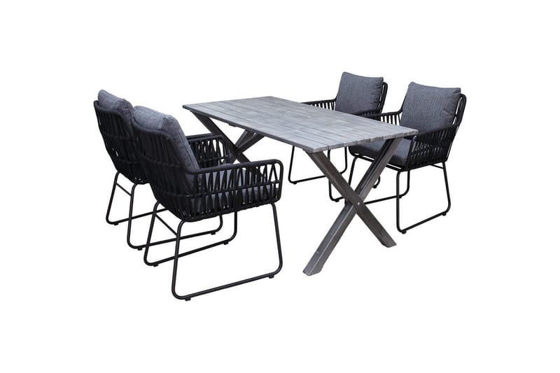 Udendørs møbelgruppe 150 cm Bord & 4 Levanto grå stole Grå - Grå - Havemøbler - Udendørsgruppe - Havesæt