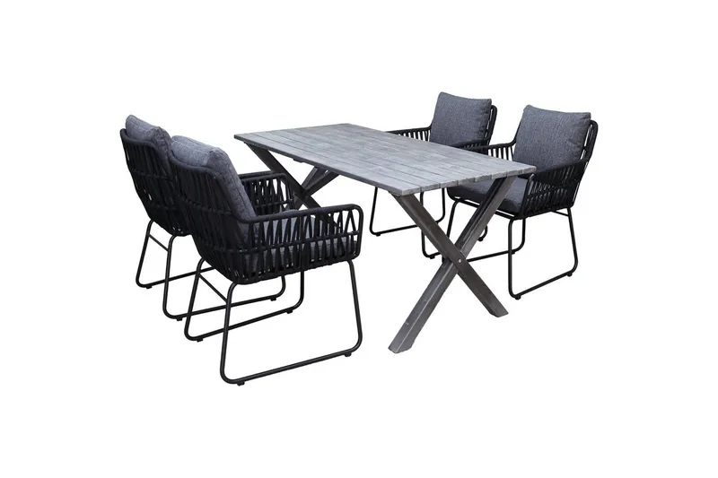 Udendørs møbelgruppe 150 cm Bord & 4 Levanto grå stole Grå - Grå - Havemøbler - Udendørsgruppe - Havesæt