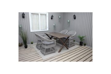 Udendørs møbelgruppe 150 cm Bord & 4 Merida grå stole Brun - Brun - Havemøbler - Udendørsgruppe - Havesæt