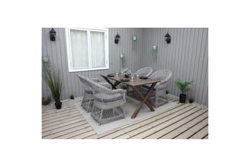Udendørs møbelgruppe 150 cm Bord & 4 Merida grå stole Brun - Brun - Havemøbler - Udendørsgruppe - Havesæt