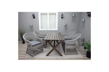 Udendørs møbelgruppe 150 cm Bord & 4 Merida grå stole Brun - Brun - Havemøbler - Udendørsgruppe - Havesæt