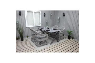 Udendørs møbelgruppe 150 cm Bord & 4 Merida grå stole Grå - Grå - Havemøbler - Udendørsgruppe - Havesæt