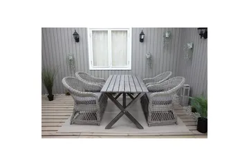 Udendørs møbelgruppe 150 cm Bord & 4 Merida grå stole Grå - Grå - Havemøbler - Udendørsgruppe - Havesæt