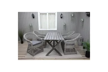 Udendørs møbelgruppe 150 cm Bord & 4 Merida grå stole Grå - Grå - Havemøbler - Udendørsgruppe - Havesæt