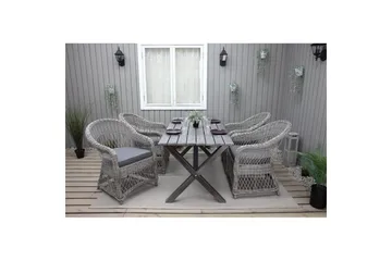 Udendørs møbelgruppe 150 cm Bord & 4 Merida grå stole Grå - Grå - Havemøbler - Udendørsgruppe - Havesæt