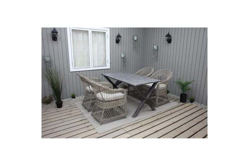 Udendørs møbelgruppe 150 cm Bord & 4 Merida naturel stole Grå - Grå - Havemøbler - Udendørsgruppe - Havesæt