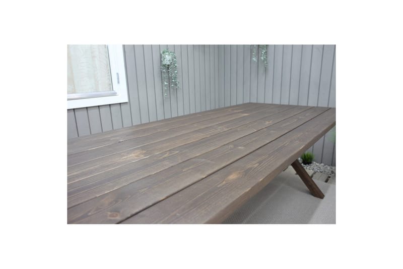 Udendørs møbelgruppe 190 cm Bord & 6 Belize grå stole Brun - Brun - Havemøbler - Udendørsgruppe - Havesæt