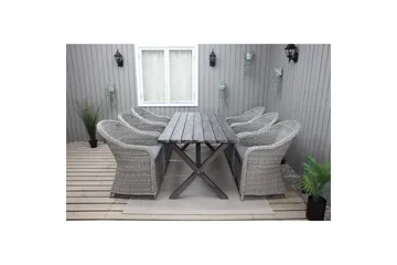 Udendørs møbelgruppe 190 cm Bord & 6 Belize grå stole Grå - Grå - Havemøbler - Udendørsgruppe - Havesæt
