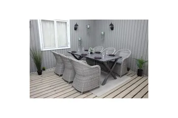 Udendørs møbelgruppe 190 cm Bord & 6 Belize grå stole Grå - Grå - Havemøbler - Udendørsgruppe - Havesæt