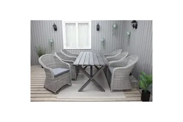 Udendørs møbelgruppe 190 cm Bord & 6 Belize grå stole Grå - Grå - Havemøbler - Udendørsgruppe - Havesæt
