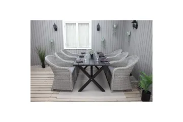 Udendørs møbelgruppe 190 cm Bord & 6 Belize grå stole Sort - Sort - Havemøbler - Udendørsgruppe - Havesæt