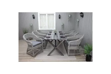 Udendørs møbelgruppe 190 cm Bord & 6 Merida grå stole Grå - Grå - Havemøbler - Udendørsgruppe - Havesæt