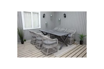 Udendørs møbelgruppe 190 cm Bord & 6 Merida grå stole Grå - Grå - Havemøbler - Udendørsgruppe - Havesæt
