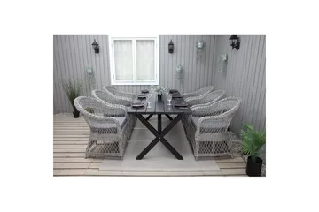 Udendørs møbelgruppe 190 cm Bord & 6 Merida grå stole Sort - Sort - Havemøbler - Udendørsgruppe - Havesæt