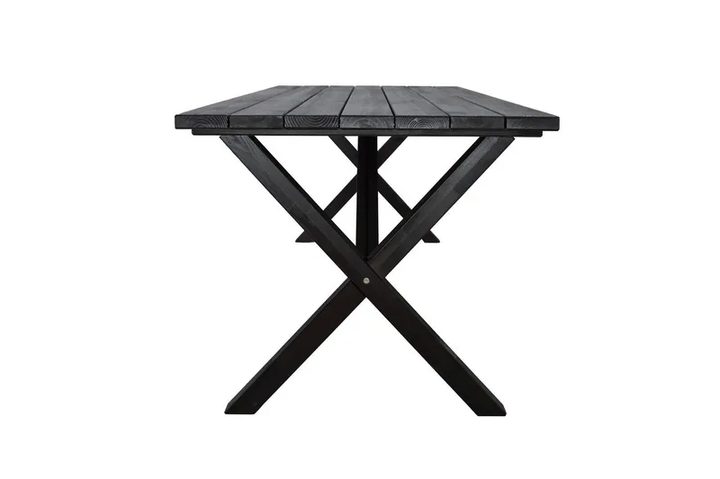 Udendørs møbelgruppe 190 cm Bord & 6 Merida naturlige stole Sort - Sort - Havemøbler - Udendørsgruppe - Havesæt